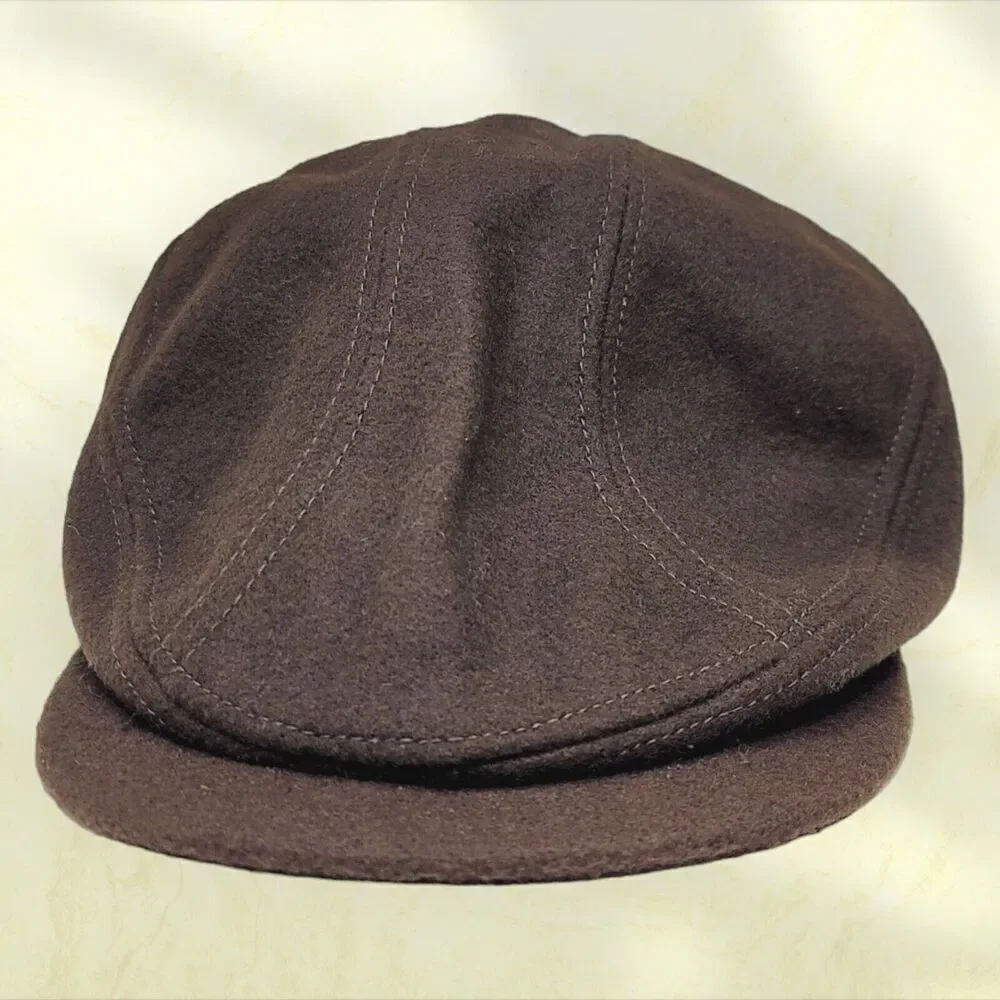 Vintage New York Hat Co Made USA Brown 100% Wool Driver Newsboy Cap L XL‎